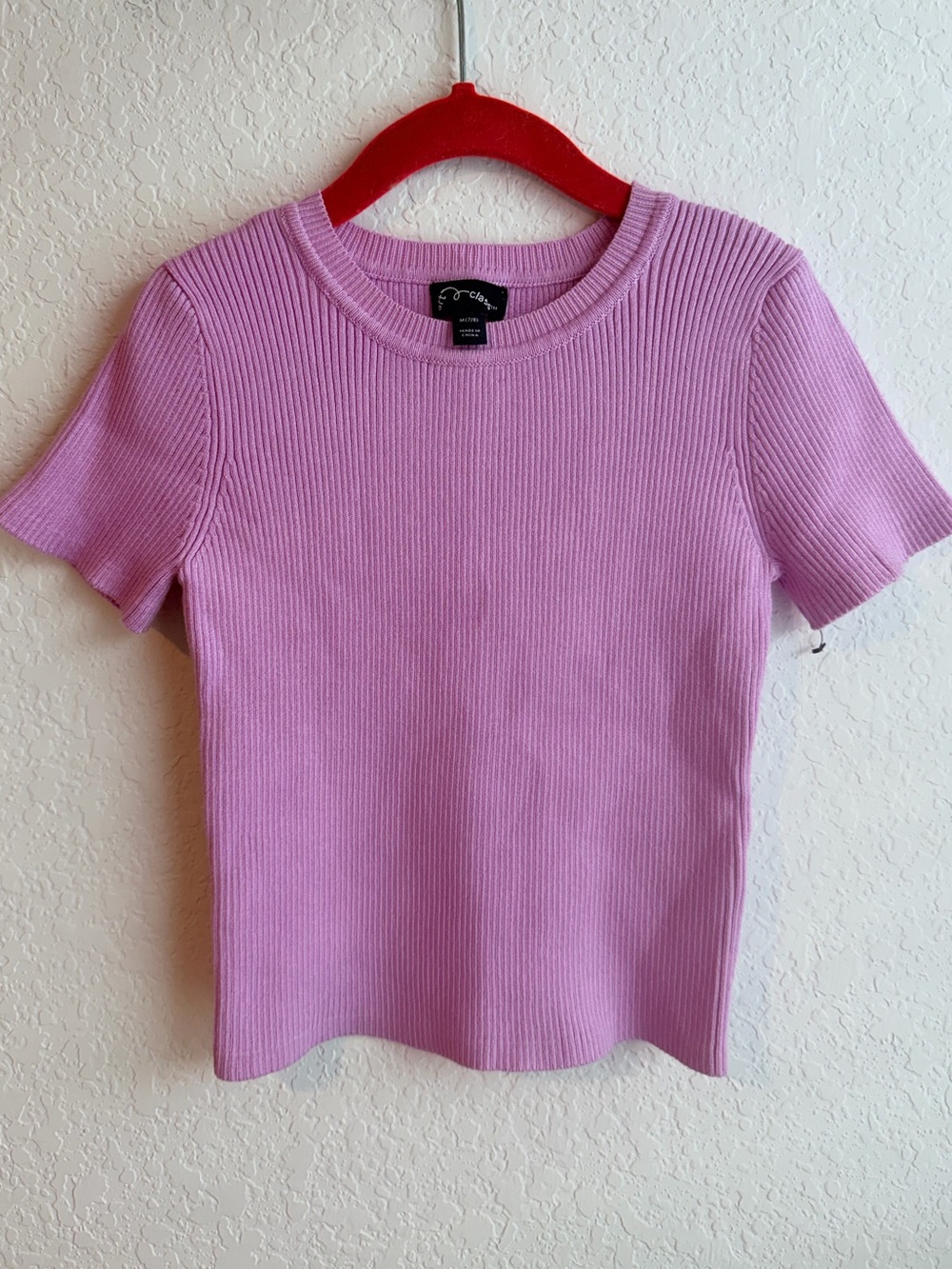 Girl's Lilac Ribbed Short Sleeve Crewneck Top